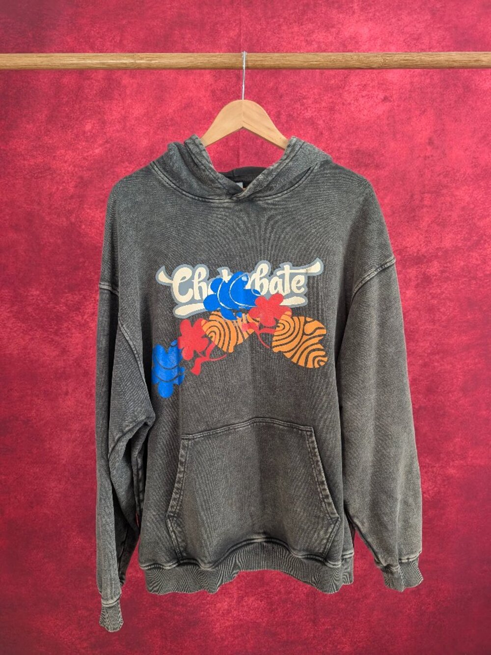 Heavyly Modified Chaturbate Charcoal Oversized Graphic Washed Hoodie
